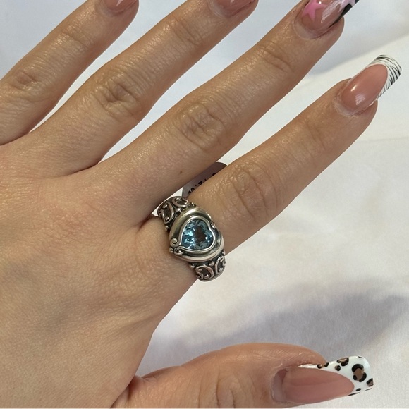 Retired Brighton Vintage Sterling Silver Heart Prima Donna Ring - sz8